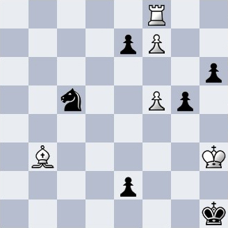 #chess #chessproblem #echecs #ChessStudy #chesscomposition
🇫🇷
[Solution du 446]
+-
(1/3)
1.Td8 h5! (…e1D? 2.Td1 +-)
2.Td1+!! (f8D? e1D! 2.Td1 g4#) exd1
3.Fxd1 g4+
4.Rh4 Cd7
Ici, il y a un essai thématique qui donne tout son sel à cette étude :

5.Rxh5? g3
6.Fa4 Cf8
7.Rh6 g2
(…)