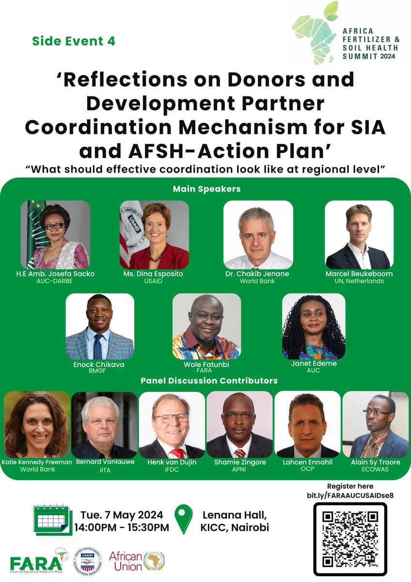Join us, @USAID and @_AfricanUnion tomorrow May 7, at 2PM EAT to discuss 'Reflections on Donors and Development Partner Coordination Mechanism for SIA and AFSH-Action Plan', a side event at #AFSH24. Register here to join via zoom➡️ bit.ly/FARAAUCUSAIDse8