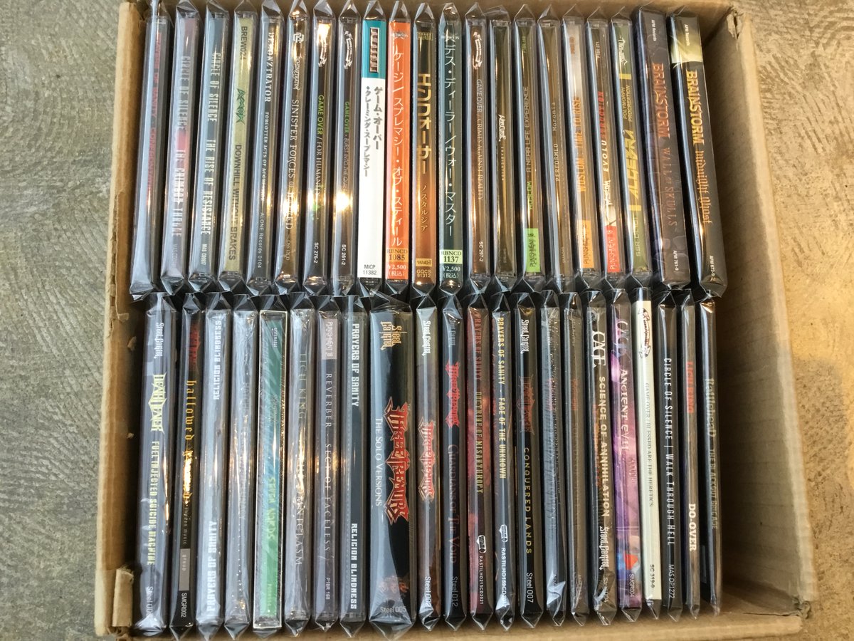MusicFirst2007's tweet photo. 【新入荷情報】
2000年代以降のメタルのCDが40枚程まとまって入荷しました。
スラッシュ多めで正統派やジャーマン&パワーメタルと、未開封も少々あります。
#trashmetal #powermetal #speedmetal
#brainstorm #circleofsilence #deathdealer #threetremors https://t.co/QtVWdH0ufo