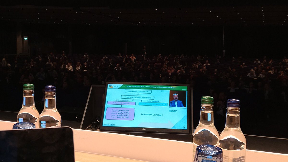 Just a view from the chair desk of the CNS session at @ESTRO_RT #Glasgow2024 meeting. Great First talk by @ProfAJChalmers on phase 1 trial of olaparib and RT in gbm