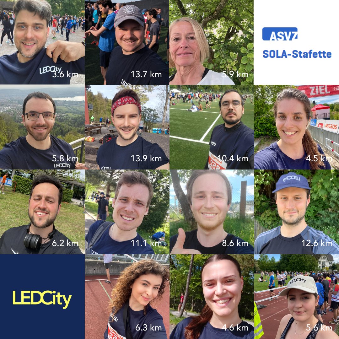 LEDCity AG (@ledcity_io) on Twitter photo Our team ran 114 kilometers! 🏃♀️
On Saturday, our team once again participated in the SOLA #relay in and around Zurich. Consisting of 14 members, we came together to conquer a total of 114 kilometers and 2640m altitudes – and have lots of fun. 
#startup #running #team Our team ran 114 kilometers! 🏃♀️
On Saturday, our team once again participated in the SOLA #relay in and around Zurich. Consisting of 14 members, we came together to conquer a total of 114 kilometers and 2640m altitudes – and have lots of fun. 
#startup #running #team
