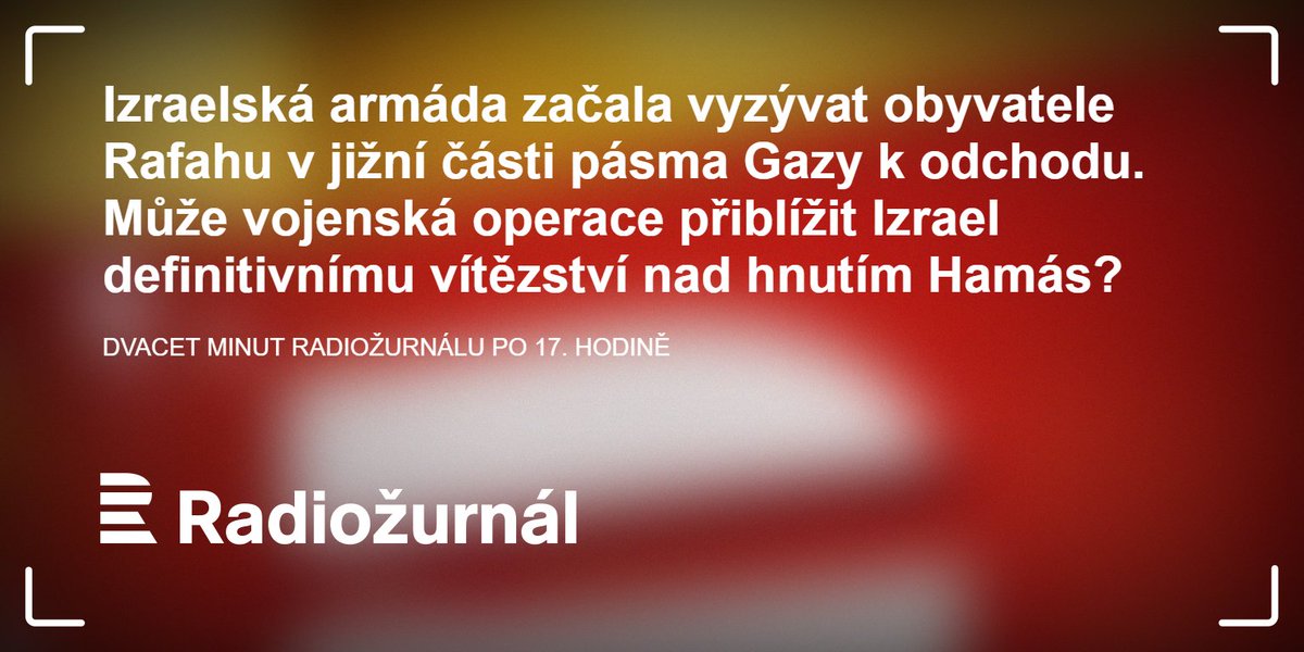 Radiožurnál (@radiozurnal1) on Twitter photo Jak hodnotí plány na chystanou ofenzívu mezinárodní spojenci Izraele? Tomáš Pancíř se zeptá bývalého velvyslance v Tel Avivu, bezpečnostního experta Jiřího Schneidera <a href="/JiriSchneider/">Jiří Schneider</a>. #20minut
rozhl.as/live Jak hodnotí plány na chystanou ofenzívu mezinárodní spojenci Izraele? Tomáš Pancíř se zeptá bývalého velvyslance v Tel Avivu, bezpečnostního experta Jiřího Schneidera <a href="/JiriSchneider/">Jiří Schneider</a>. #20minut
rozhl.as/live