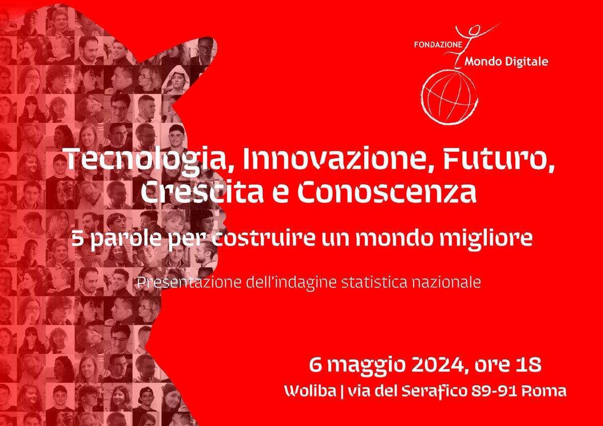 TODAY IS THE DAY!
Oggi alle 18 🕕 presso l’innovativo business park Woliba 🏢 (via del Serafico 89-91 a Roma) insieme alla nostra comunità 🤝 raccontiamo l’indagine “5 parole x 1000 persone” 📊 e presentiamo la nostra prima campagna per la destinazione del #5x1000 💡
