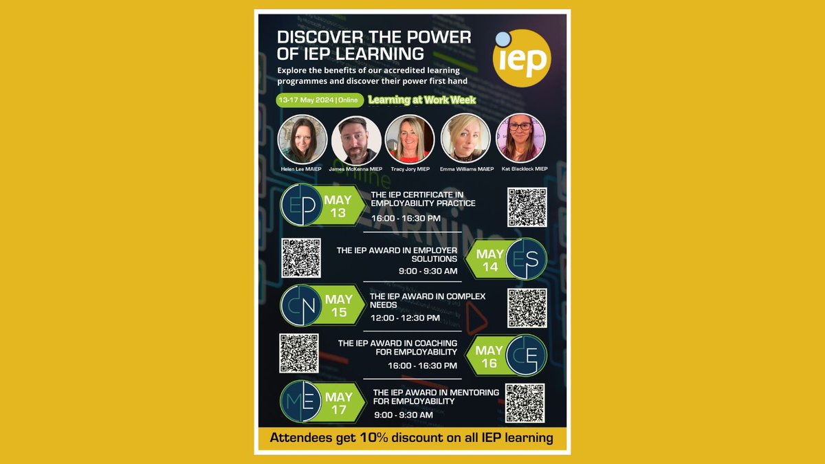 👉🏼 In recognition of Learning at Work Week, the #IEPLearningAcademy is hosting 'Discover the Power of IEP Learning' Insight sessions from May 13th to May 17th inclusive👇🏼👇🏼👇🏼
myiep.uk/blogpost/12918…
@IEPInfo @IEPInfoLearningAcademy
#IEPNews #Employability #LearningAtWorkWeek #IEP