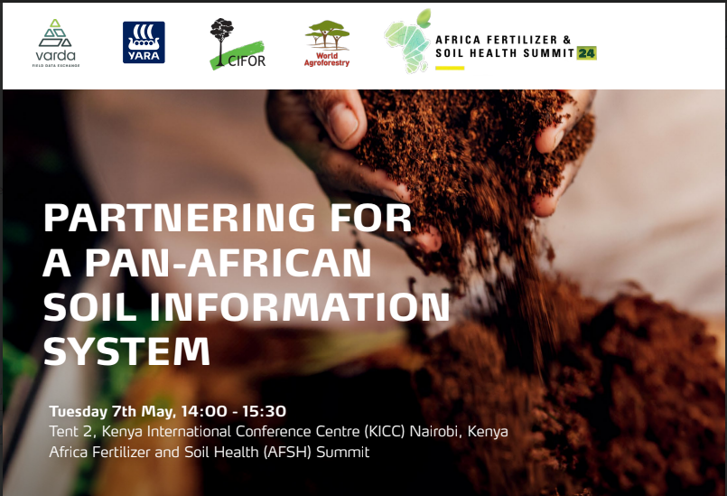 Are you attending the Africa Fertilizer and Soil Health #AFSH24 at Nairobi 🇰🇪 7-9 May? Join CA4SH for a discussion on partnering for a Pan-African Soil Information System...and bring a friend :) 🗓️7 May ⏰14:00 - 15:30 EAT 📍Lawns, Tent 2 Learn More: tinyurl.com/y6ddyuj9