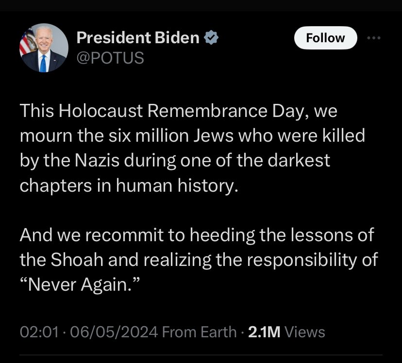Saying “Never again”, while funding another one. One rule for some, another rule for others. This lack of absolute justice is what is driving the world towards a nuclear war that will destroy the Western World.