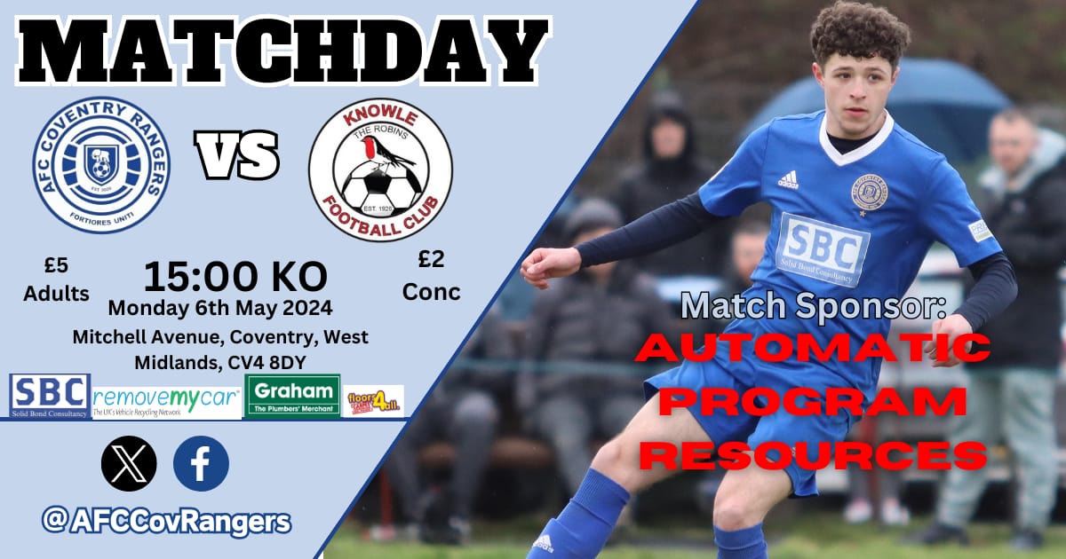 Bank Holiday Monday

We welcome @Knowle_FC to The Tech as 2nd play 3rd in @MidlandLeague penultimate game. Why not come along and enjoy some decent football in this weather. Bar will be open
#StrongerAsOne #CV4