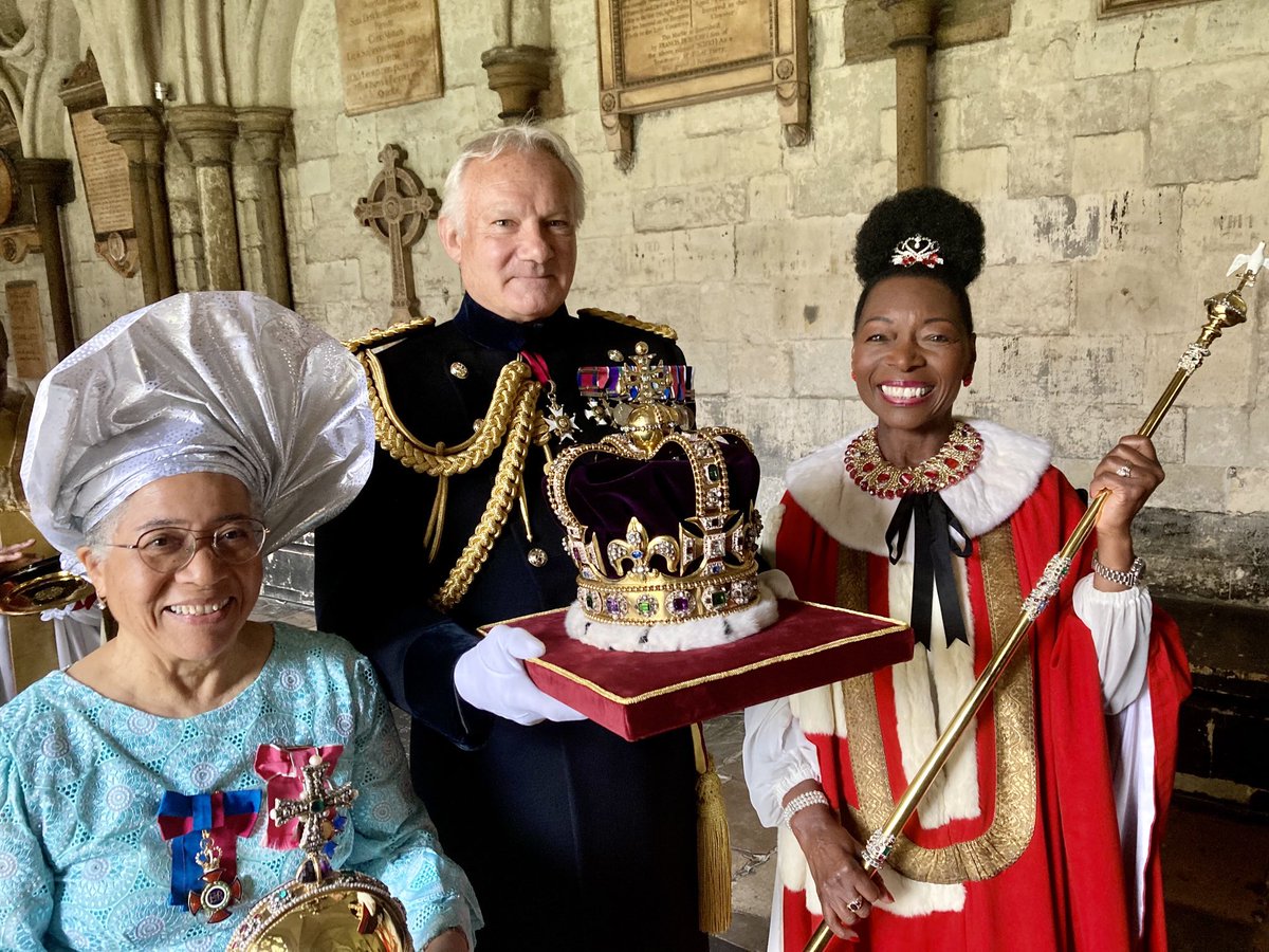 A year ago today: waiting for the Coronation procession to commence alongside General Sir Gordon Messenger & Baroness Floella Benjamin.
