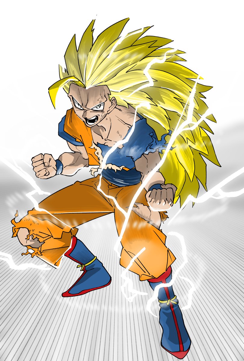 son goku solo long hair looking at viewer open mouth shirt blonde hair 1boy  illustration images