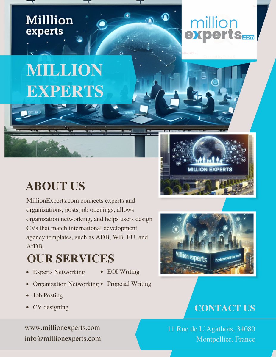 Unlock your career potential with MillionExperts.com, your gateway to global networking, job opportunities, and tailored CV design for international development agencies. Follow us @millionexperts #bbcqt #amici23 #bcafc #California #chatgpt #dek67 #Crew #cryptocurrencyes