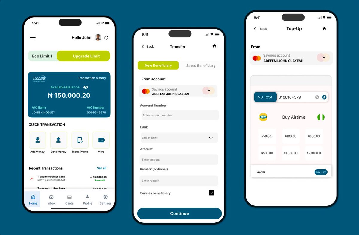 Hello techies👋. Happy new week🫶🏻

I recently stumbled on this Ecobank mobile app redesign (case study) in my archive. What do you all think about it?

Check out the full presentation below👇
behance.net/gallery/178098…