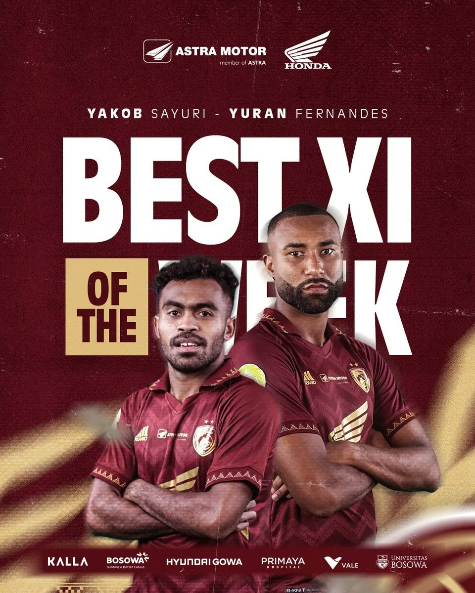 Yakob Sayuri dan Yuran Fernandes ambil bagian dalam Best Eleven pekan terakhir reguler series @Liga1Match 2023/24 dengan Yakob Sayuri sebagai Best Player of the Week. Keep improve guys ✊🔥 #EwakoPSM