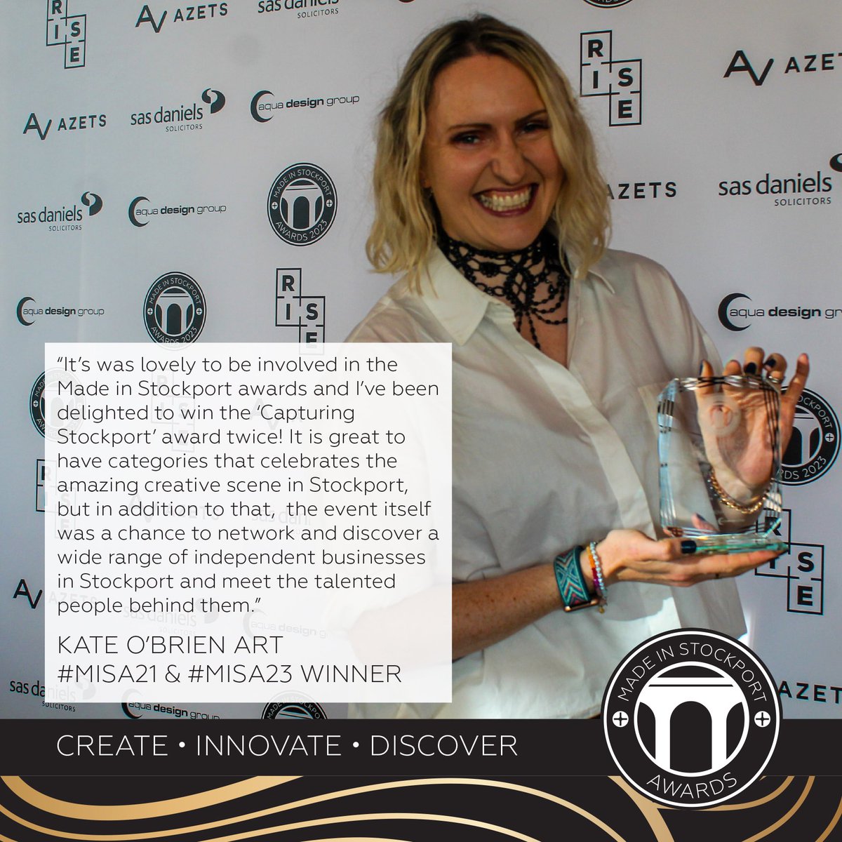 Want to know what past winners think about #MadeInStockport Awards? This is what @KateOBrienArt has said 😊 #BusinessAwards #Stockport