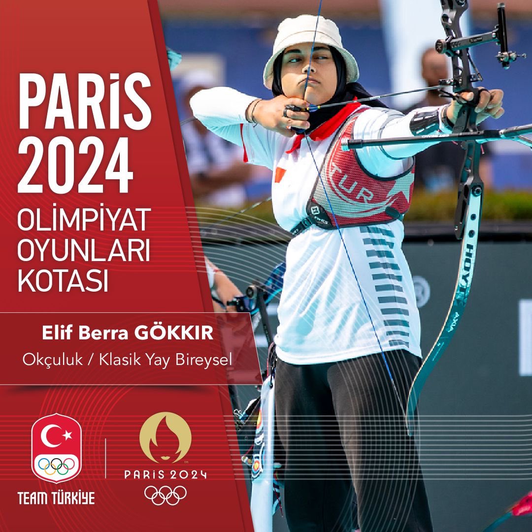 Elif Berra Gökkır Okçulukta Paris 2024 Kotası Kazandı 🇹🇷 Almanya’nın Essen kentinde 4 – 6 Mayıs 2024 tarihleri arasında düzenlenen Essen 2024 Avrupa Kıtası Olimpiyat Kotası Turnuvası’nda ülkemizi klasik yay kadınlarda temsil eden milli okçumuz Elif Berra Gökkır bronz madalya…