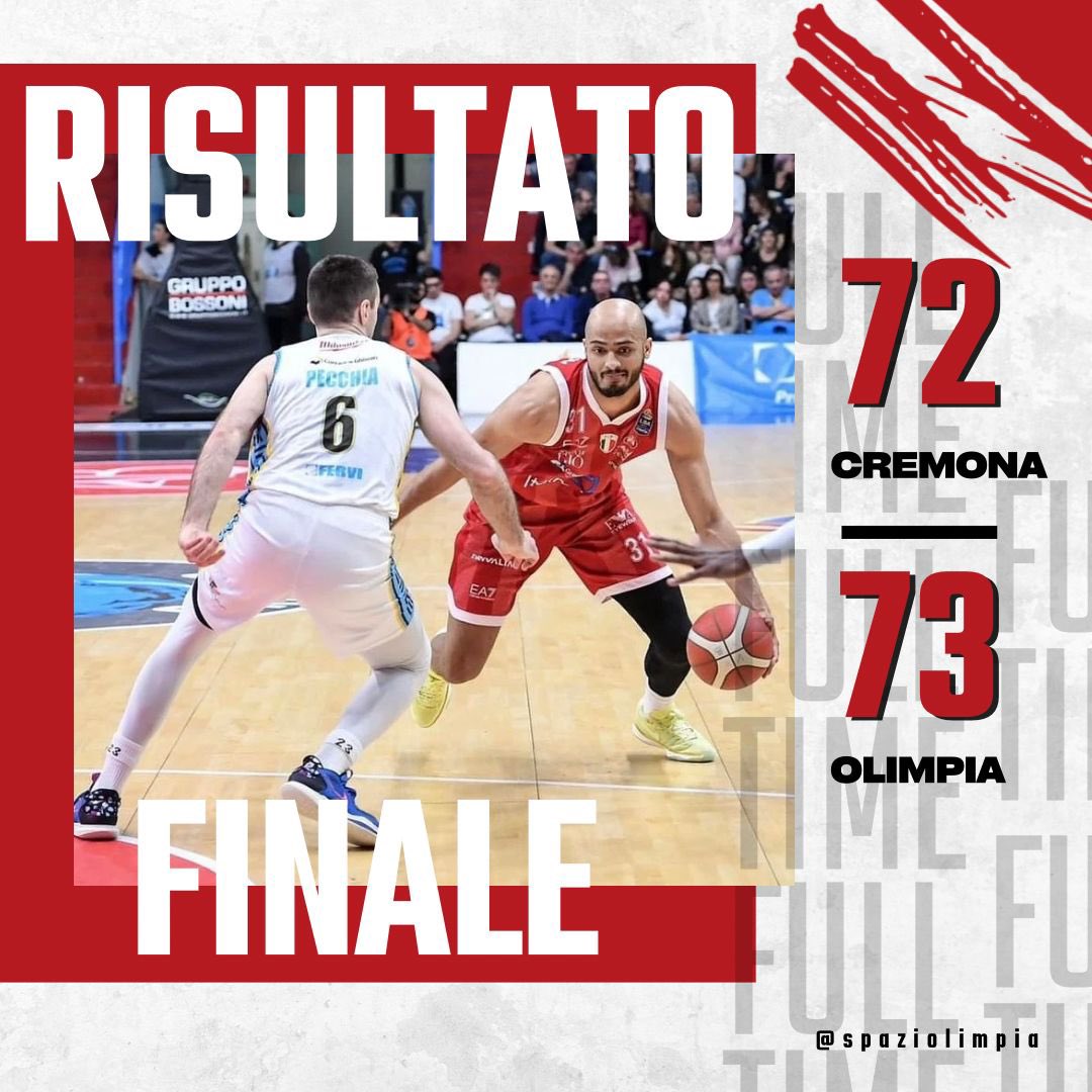 ⚪️🔴RISULTATO FINALE: Prima la tripla, poi la stoppata; Capitan Melli salva una brutta Olimpia a Cremona. È secondo posto e playoff con Trento.

Nei commenti trovate il link dove leggere l’articolo completo di sintesi della partita👇
#Olimpia #Milano #Olimpiamilano #LBA #Cremona