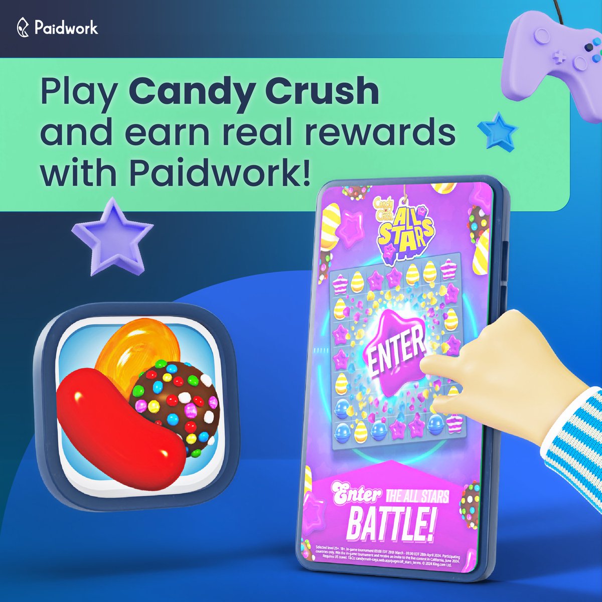 Play @CandyCrushSaga on Paidwork and turn your gaming hobby into a money-making opportunity! 🍭🙌 Enjoy fun gameplay of Candy Crush and earn real rewards for your playing skills with the Fyber partner. 💰 With Paidwork, you can make the most out of your gaming sessions by…