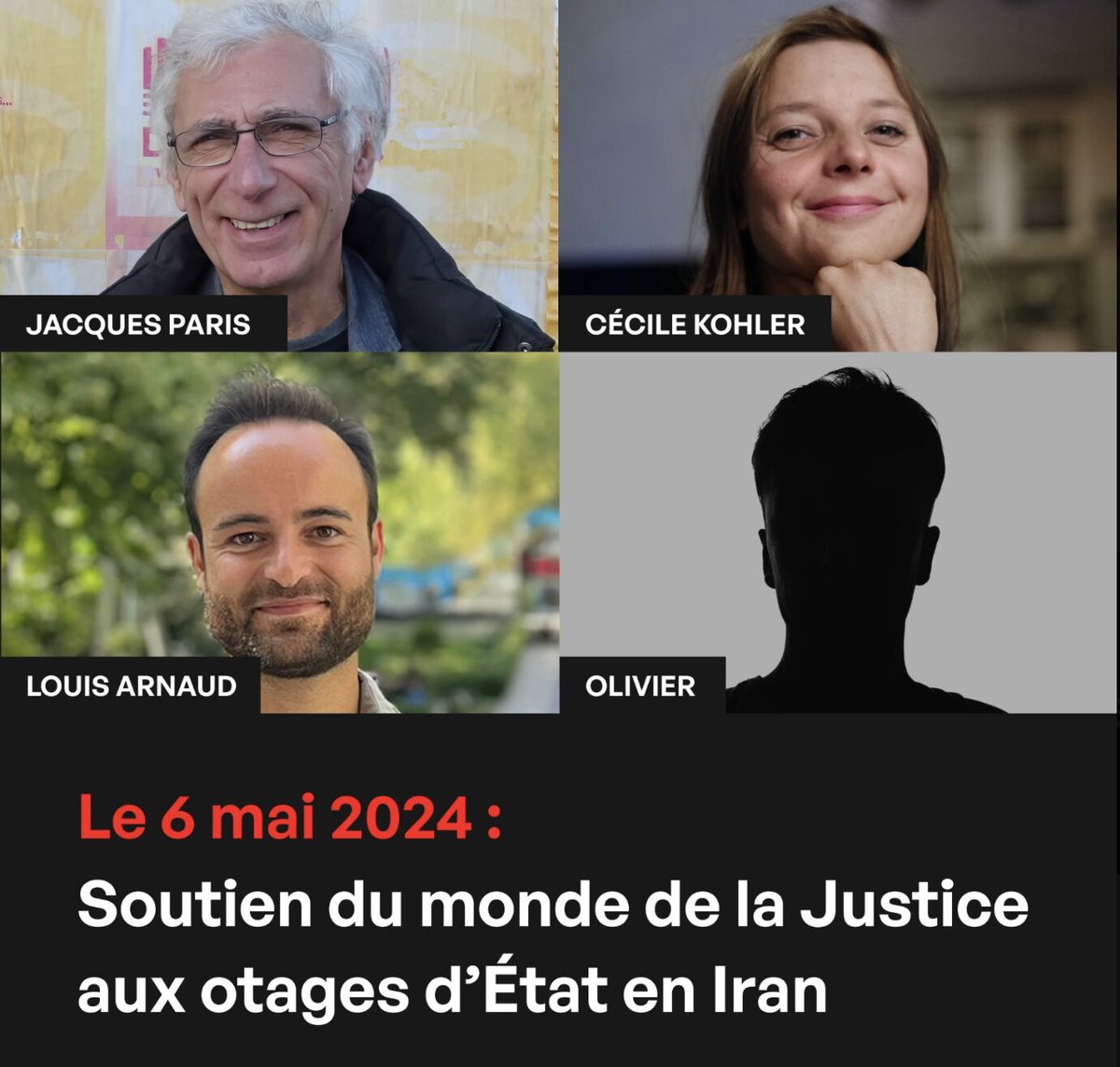 En ce 6 mai, la @Conf_Batonniers se mobilise pour soutenir les familles des 4 otages détenus arbitrairement en Iran et réclamer leur libération !
Retrouvez la motion adoptée par le Bureau de la Conférence : urlz.fr/qzle
#freececile #freejacques #freelouis #freeolivier