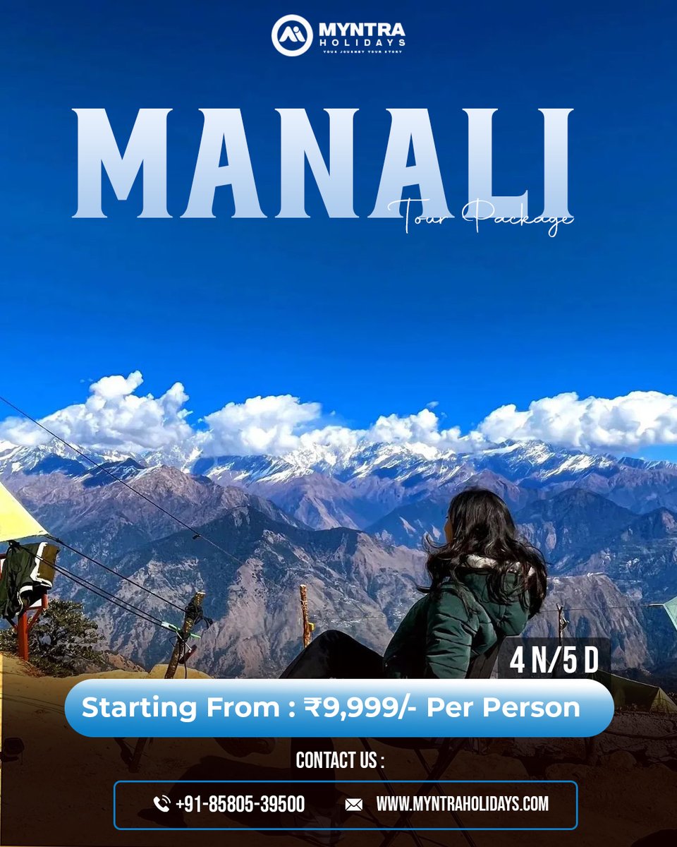#ManaliMagic #AdventureAwaits #HimalayanRetreat #ExploreManali #NatureEscapes #MountainMoments #CultureAndNature #SerenityInHimalayas #MyntraHolidays #TravelWithJoy #ThrillingAdventures #HimalayanGetaway #ManaliDiaries #EscapeToNature #DiscoverManali