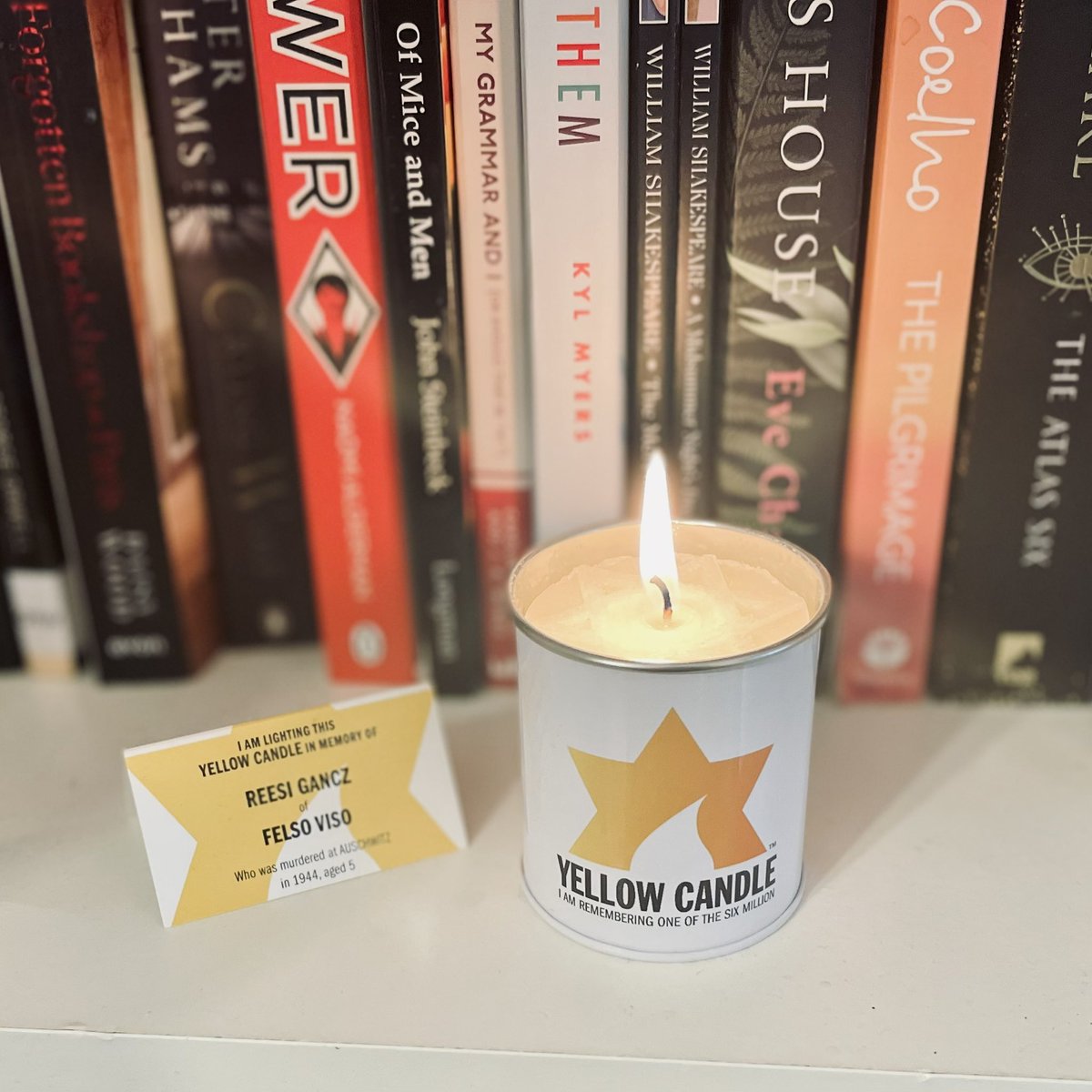 We are remembering Reesi Gancz, aged 4, who was murdered in Auschwitz. #yellowcandle #yomhashoah