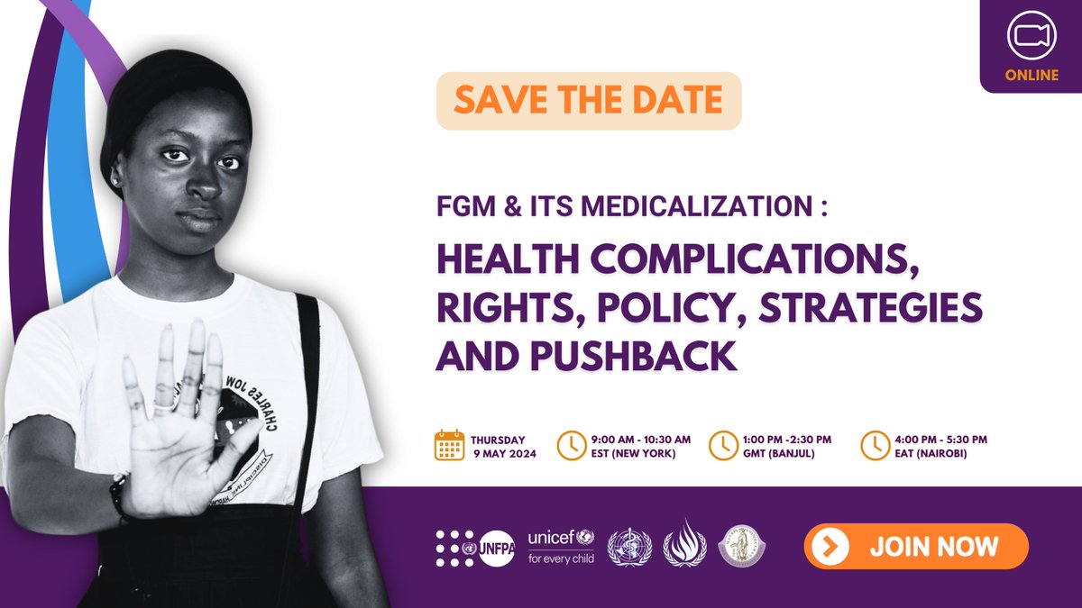 📢 Calling all advocates! Join our FREE webinar this Thursday on #FGM & its medicalization. Learn about health complications, rights, & strategies to end this harmful practice. Registration details coming soon! #EndFGM @UNFPA @UNICEF @UNHumanRights @WHO @MedWomenIntl