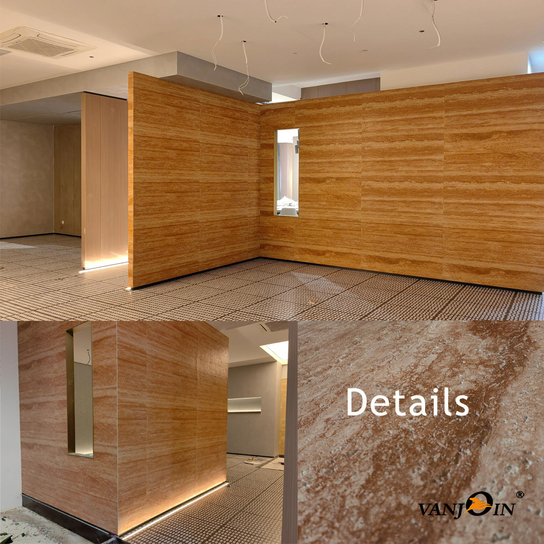 flexible travertine tile wall decor #buildingmaterialssupply #vanjoinbuild