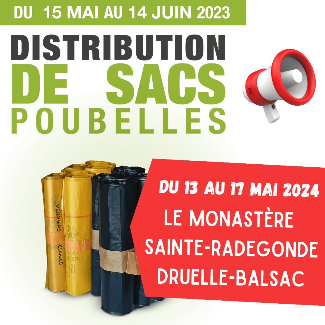 La distribution des sacs poubelle commence la semaine prochaine ! Plus d'infos sur rodezagglo.fr