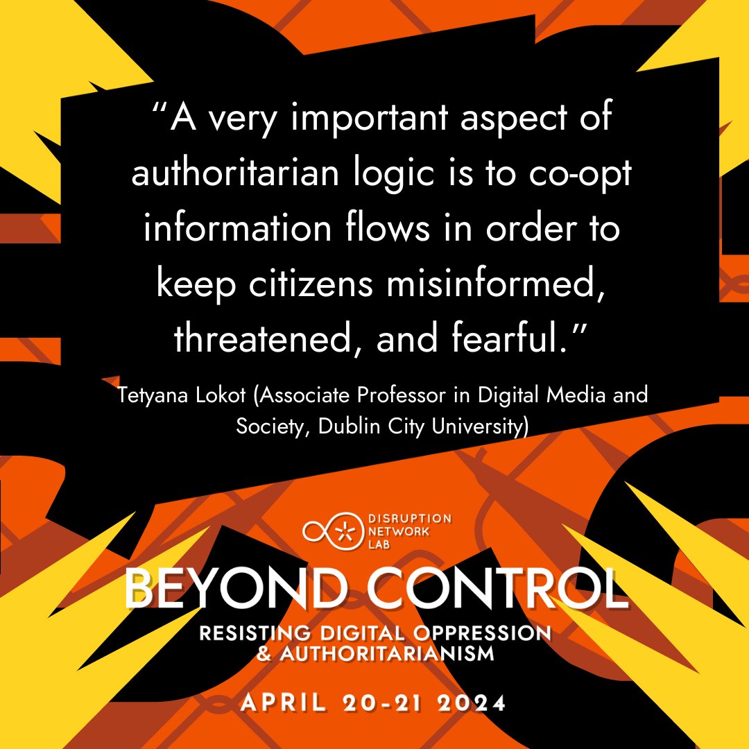 At the #BeyondControl conference, @tanyalokot provided an overview of the weaponization of the internet in #warzones, highlighting the ease of controlling people in occupied territories in #Ukraine. Watch the panel here: dnlb.org/32. #DNL32