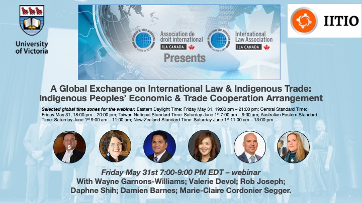 A Global Exchange on International Law and Indigenous Trade: Indigenous Peoples Economic and Trade Cooperation Arrangement (IPETCA)
Friday May 31st 7:00-9:00 PM ET - webinar
To register: zeffy.com/en-CA/ticketin…
#indigenous #internationallaw #internationaltrade #indigenoustrade