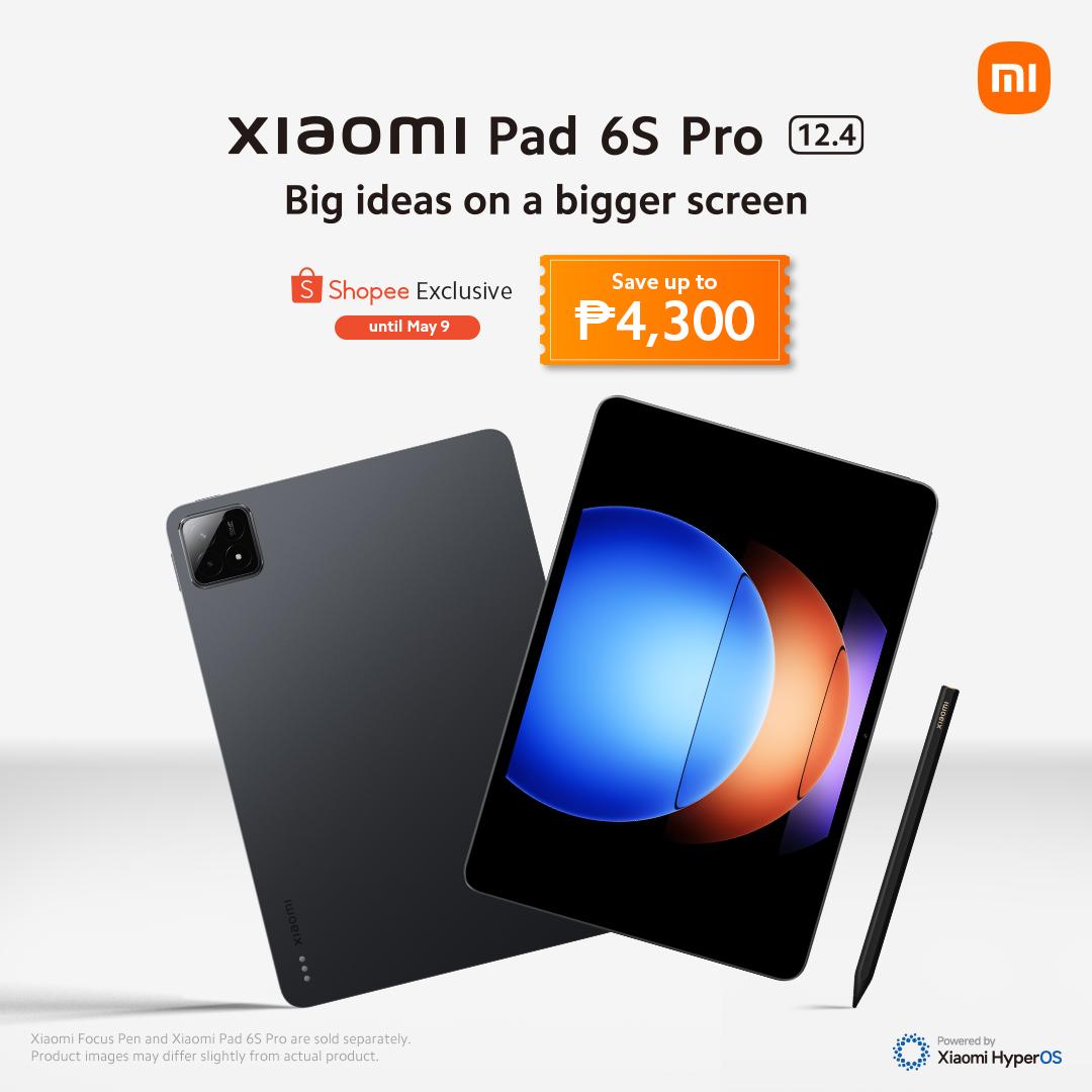 The new #XiaomiPad6SPro 12.4 is all you need to power-up your productivity, creativity and a lot more. Enjoy up to Php 4,300 off max discounts when you purchase it at our official store on Shopee until May 9 only. #BigOnBigger Buy it here: bit.ly/XiaomiPad6SPro…