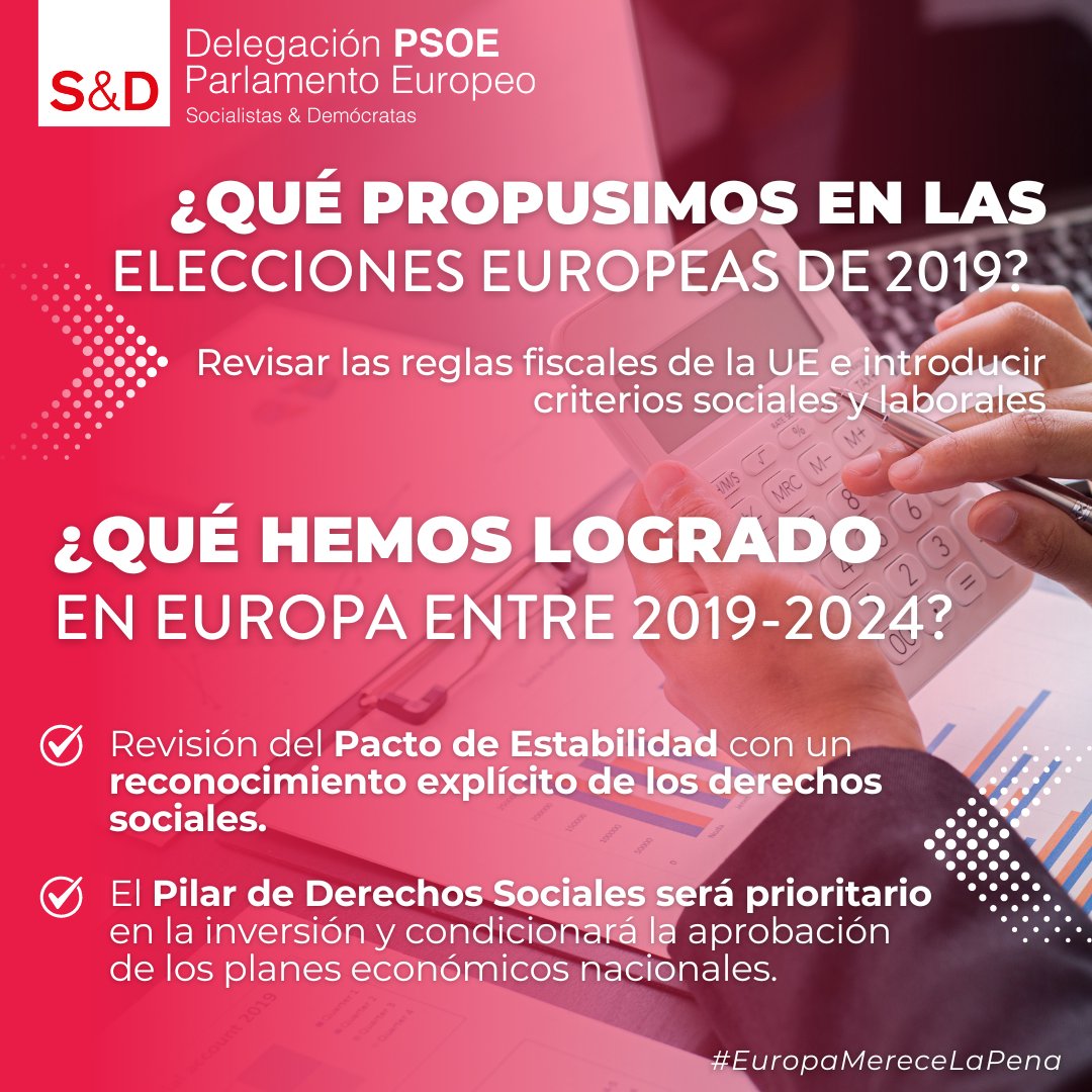 🇪🇺 Hemos impulsado unas reglas fiscales que por primera vez incorporan objetivos sociales. Una reclamación histórica de los socialistas europeos. Contra el austericidio. En defensa de las personas. #EuropaMereceLaPena