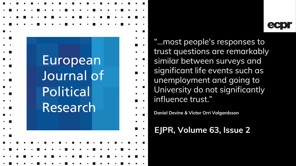 📚 May issue 📢 How stable is political trust? ⚖️ Using data from 6 panels, @DanJDevine & @viktor888 discuss whether #PoliticalAttitudes are a stable feature of individuals or a rational response to changing circumstances 👉 bit.ly/3NgYUxt #OA