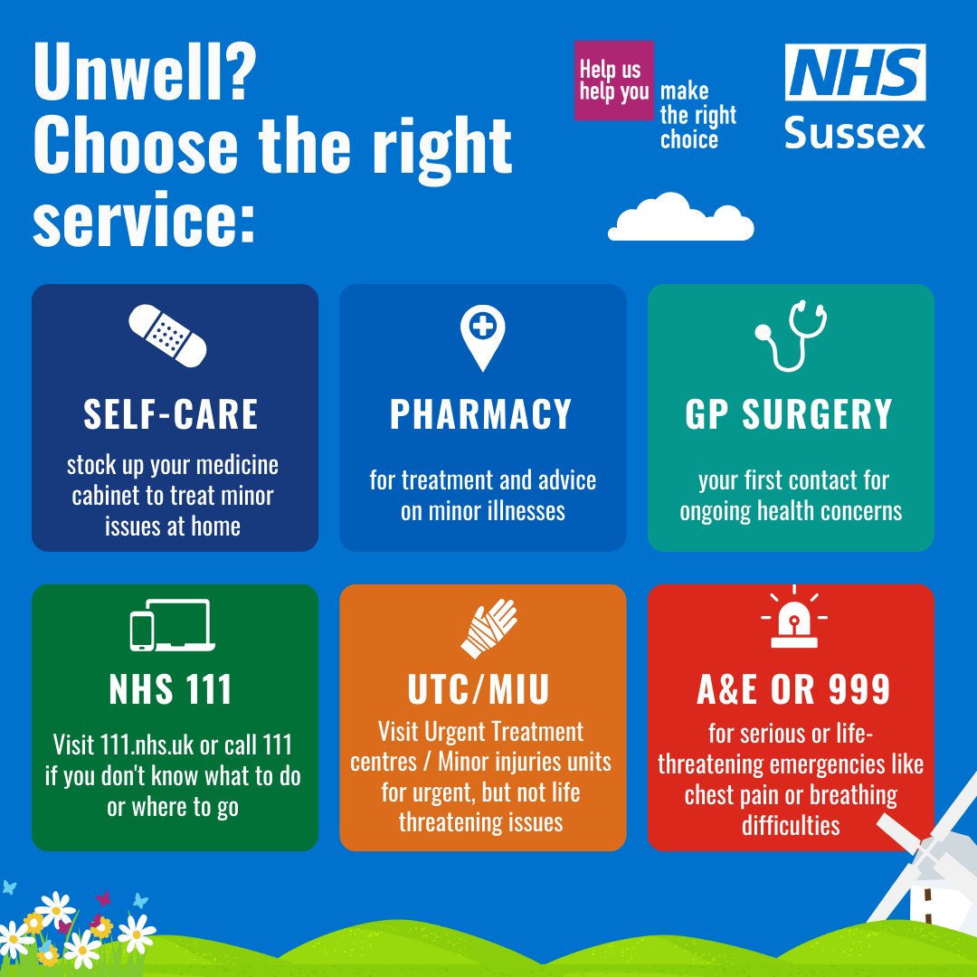 We hope you're having a lovely Early May Bank Holiday 🌷 If you need help from the NHS, please make the right choice when deciding which service to use. Call NHS 111 for free, for advice on what to do and where to go. Save A&E for serious, life-threatening emergencies.