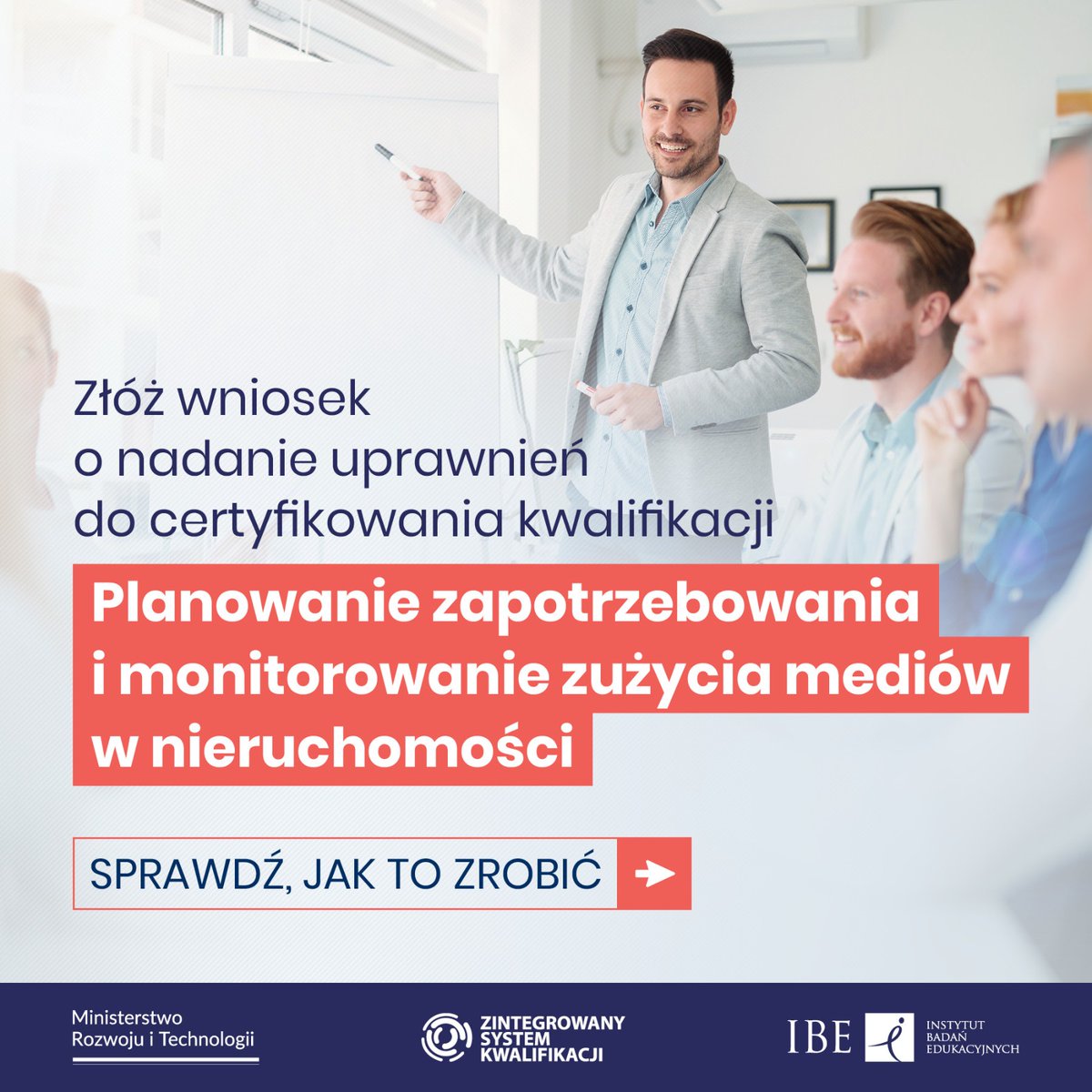 Od dzisiaj możesz złożyć wniosek o nadanie uprawnień do certyfikowania kwalifikacji „Planowanie zapotrzebowania i monitorowanie zużycia mediów w nieruchomości” ✅ Dlaczego warto i kto może to zrobić? Poznaj szczegóły 👉 kwalifikacje.gov.pl/ogloszenia/skl…