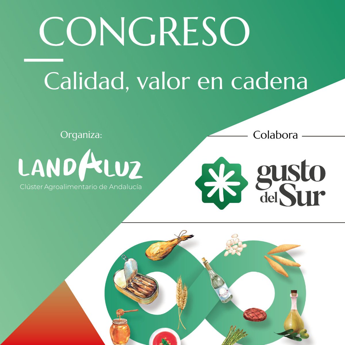 📣Esta semana estaremos en el Congreso Agroalimentario de Andalucía organizado por @LANDALUZ_Asoc ¿Quieres saber más? Quédate atento a nuestras redes para conocer todos los detalles #GustodelSur #EsCalidadEsAndalucia #JuntadeAndalucia #CongresoAgroalimentarioAndalucia