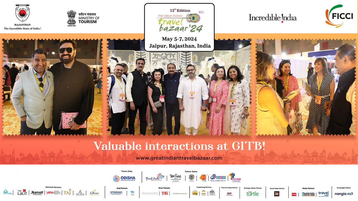 Unlock valuable connections at GITB!

Engage in meaningful interactions and forge partnerships that drive success.🤝💼

@LPTIJ @BOTT_Tweets @travelturtlemag @tourismgoi @ficci_india @my_rajasthan @incredibleindia @RajGovOfficial @odisha_tourism

#GITB2024 #GITB #MinistryofTourism