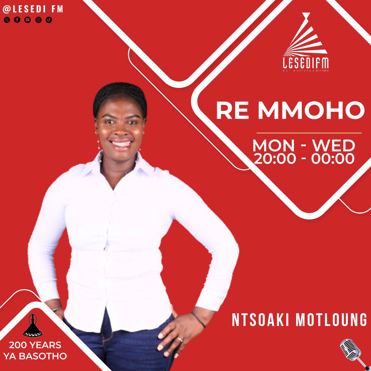 #ReMmoho le Ntsoaki Motloung. 📱:0832840008 📞:0860003084 🌐: bit.ly/3JmKYxO Mamela Radio! #200YearsYaBasotho
