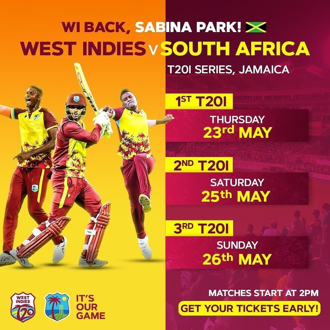 Who's ready? 😃 West Indies gets ready to take on South Africa in 3 T20Is later this month 🏏🌴🎊🇯🇲