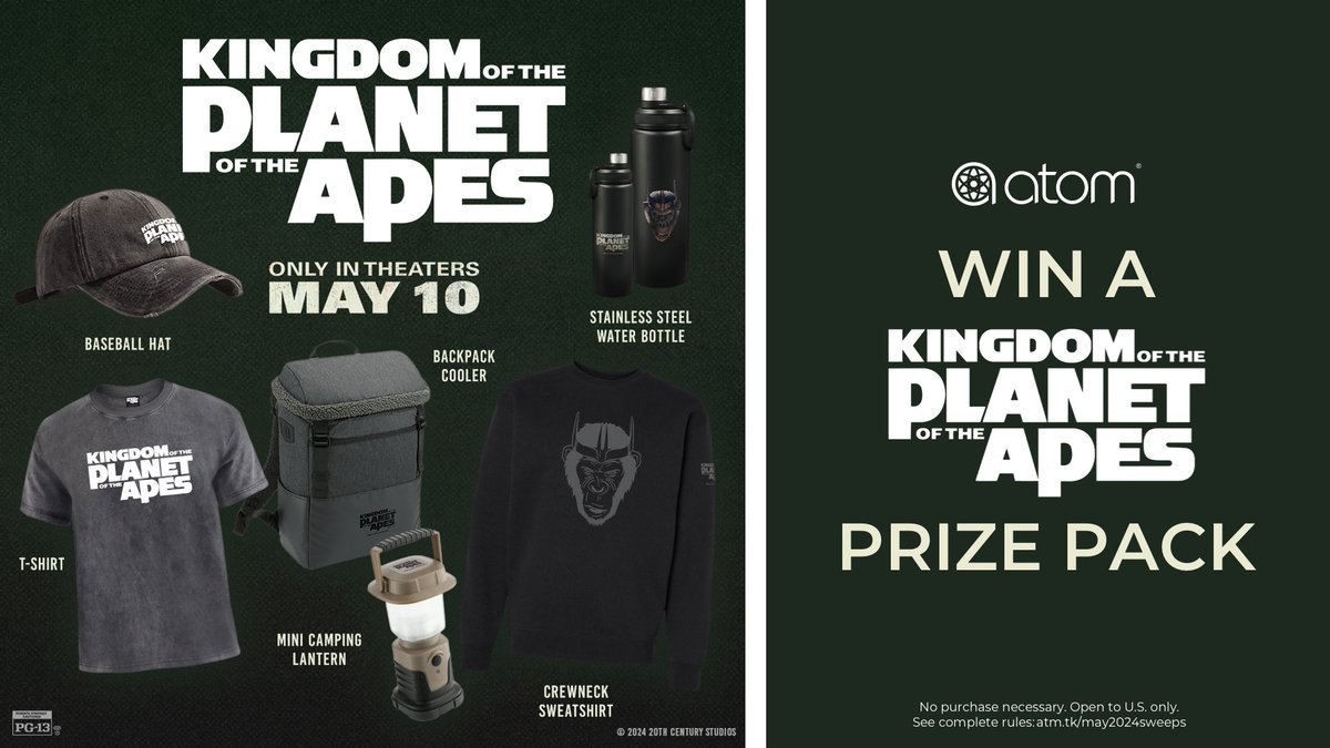 Bend the knee for this royal #KingdomOfThePlanetOfTheApes prize pack. We’re giving it away to 1 lucky winner. To enter, tag someone in the replies who would be your post-apocalyptic buddy! Include #AtomSweeps. Get tix to see it in theaters Friday. Tix: atm.tk/apes4