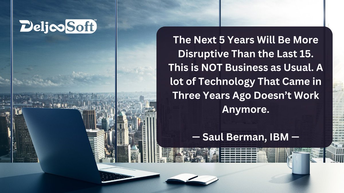 IBM's Saul Berman: Brace for disruption!  

The next 5 years will be wilder than the last 15. Business as usual is dead! 
Even 3-year-old tech is outdated. 
Stay agile or get left behind! 
DeljooSoft.com
#FutureOfWork #Disruption #TechTransformation #DeljooSoft
