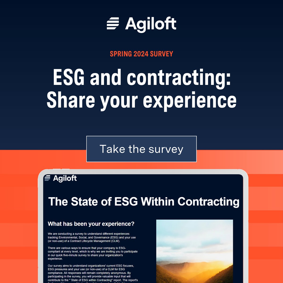 Got a sec? 🕒 Take a super quick #ESG survey and spill the tea 🍵 on your #contracting game! Agiloft is curious about your experiences with #ESG and #contracting. What has been your experience? Take our quick survey now: hubs.li/Q02w2VS00