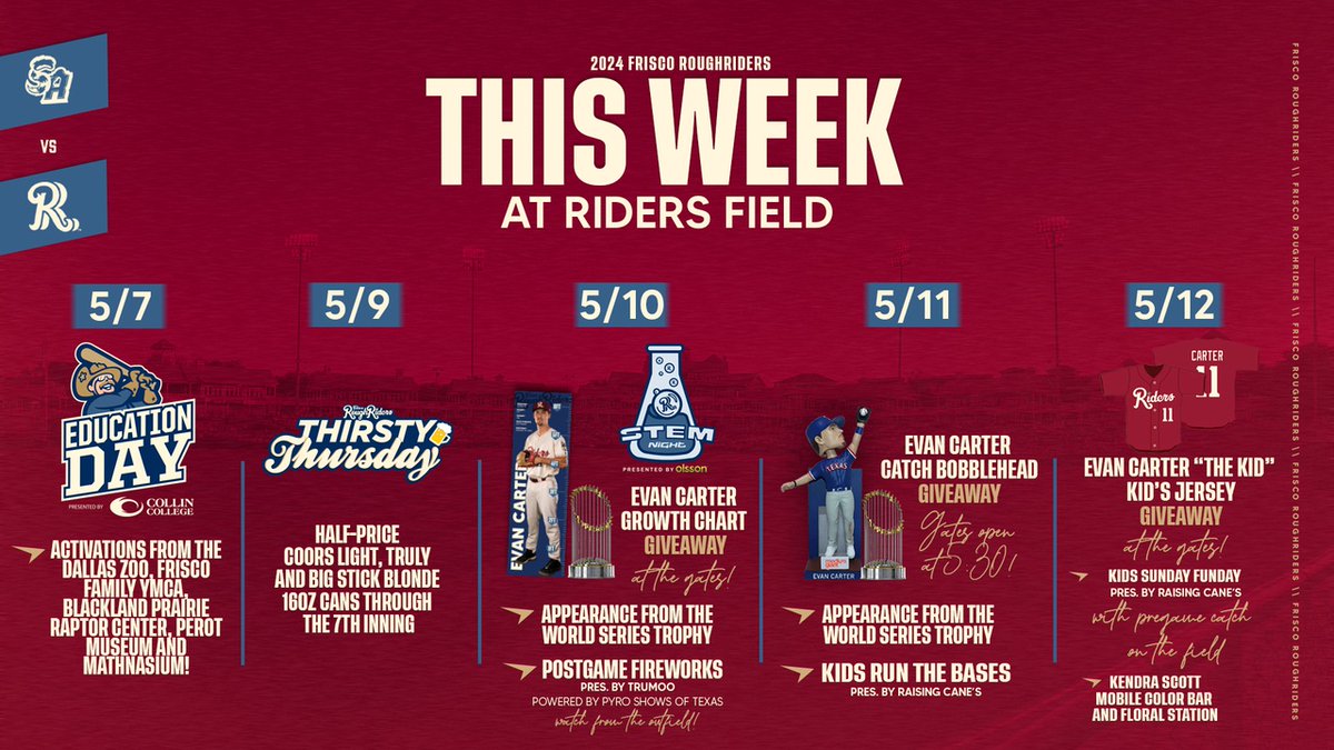 We're home sweet home all week! Get in on the fun: RidersBaseball.com/Tickets 🎟️