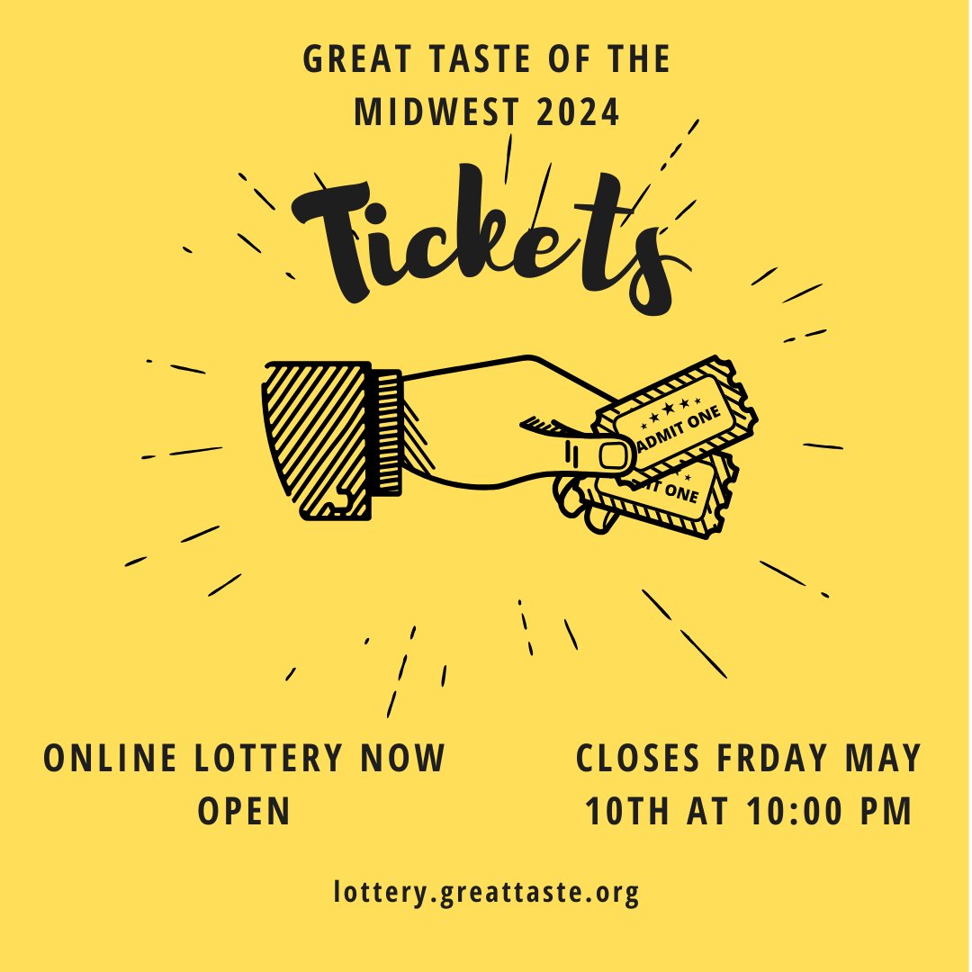 The online lottery for 2024 Great Taste of the Midwest tickets is now open! Lottery closes on Friday, May 10th at 10 pm. Good luck!