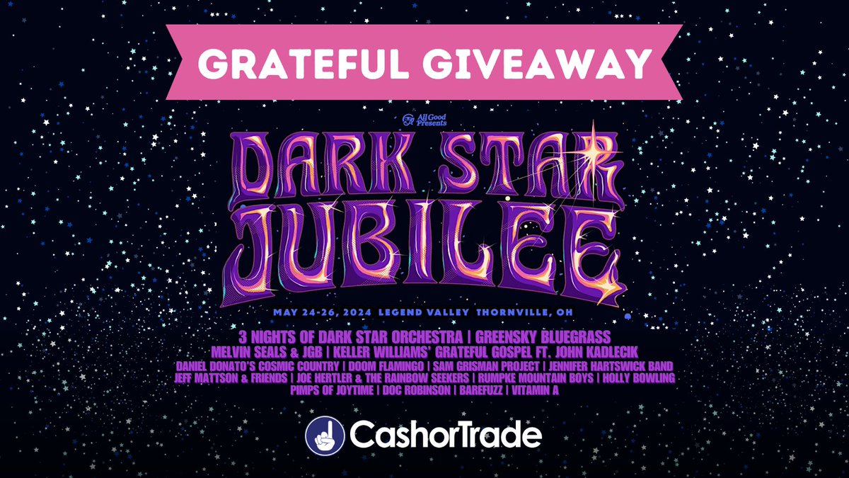 May is here which means #DarkStarJubilee is near! We've teamed up to provide the official #FaceValueTicketExchange for this year's event 5/24-5/26. We're throwing a #GratefulGiveaway to win (2) 3-Day GA Passes to Dark Star Jubilee 2024! Enter Today 💫 cashortra.de/dark-star-jubi…