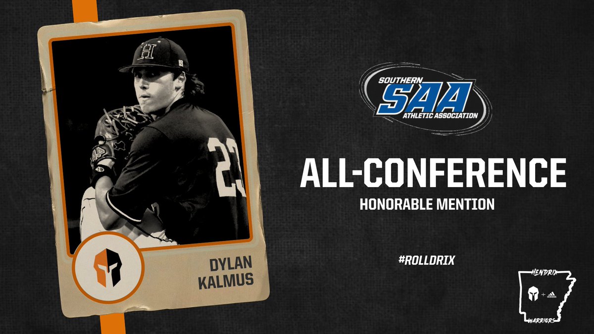 Remember the name.

Dylan Kalmus is All-SAA!

#WeAreWarriors | <a href="/HendrixBaseball/">#RollDrix</a>