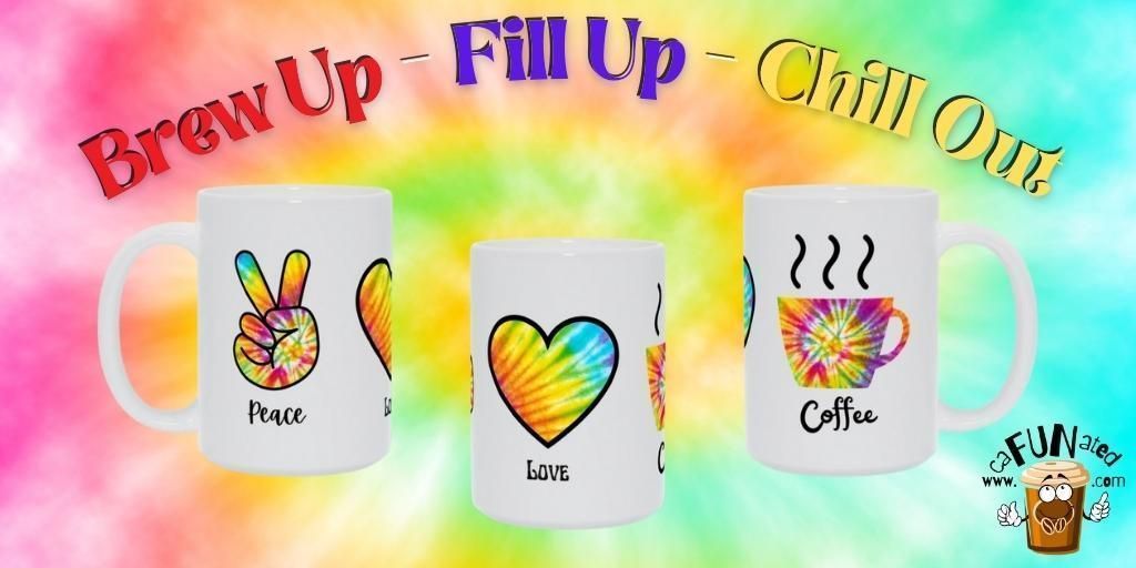 Never trust anyone without a #coffeecup in their hand. Preferably, this one: Peace, Love and #Coffee! It's what the world needs now, baby! And you can get one at #caFUNated! buff.ly/45vOuT7 

#coffeetime #mugs #cups #coffeemug #favoritemug #tiedyevibes #tiedye #hippyvibes