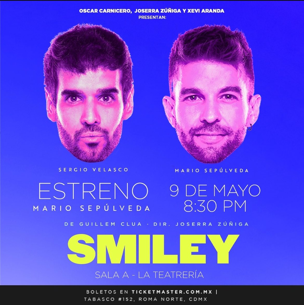 ¡Smiley regresa! 
¡Smiley tiene nuevo Bruno! 
¡Smiley tiene preventa! 

Todo para ir a verla.
Estreno de <a href="/Mariosepulveda1/">Mario Sepúlveda</a> este jueves 🤩🎭