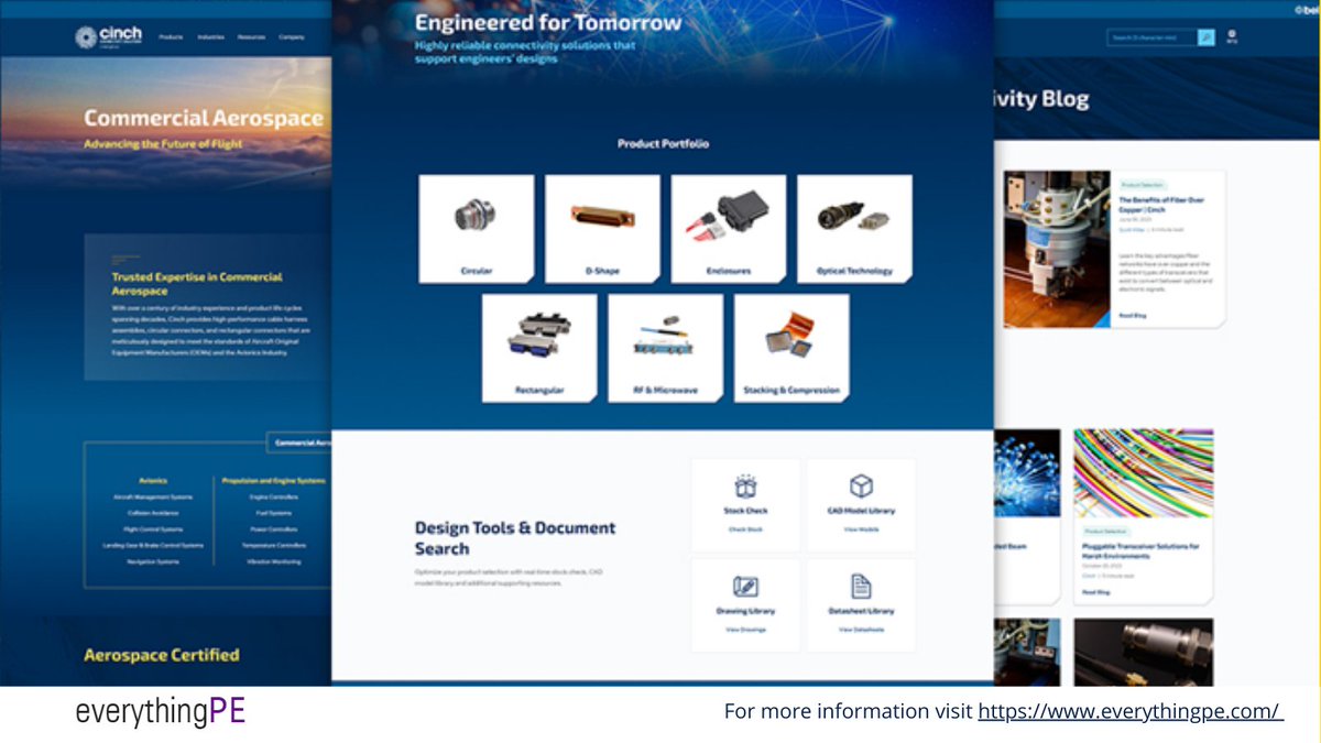 Cinch Connectivity Launches New Website Optimized for Customer Experience

Read more: ow.ly/jYl250RxasX

#connectivity #website #optimisation #customerexperience #aerospace #defense #circuitdesign #engineering #powerconversion #powerelectronics #cinchconnectivity