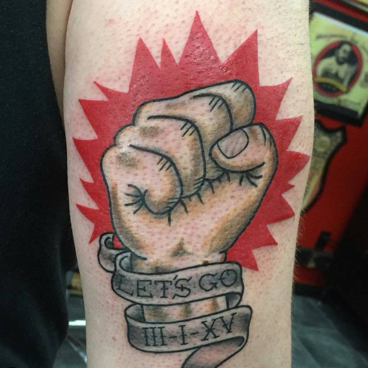 Post a tattoo that’s on your body I'm not one for 'meaningful' tattoos, but this one combines my love for @Rancid with the date I began wrestling training at @NYWCWRESTLING