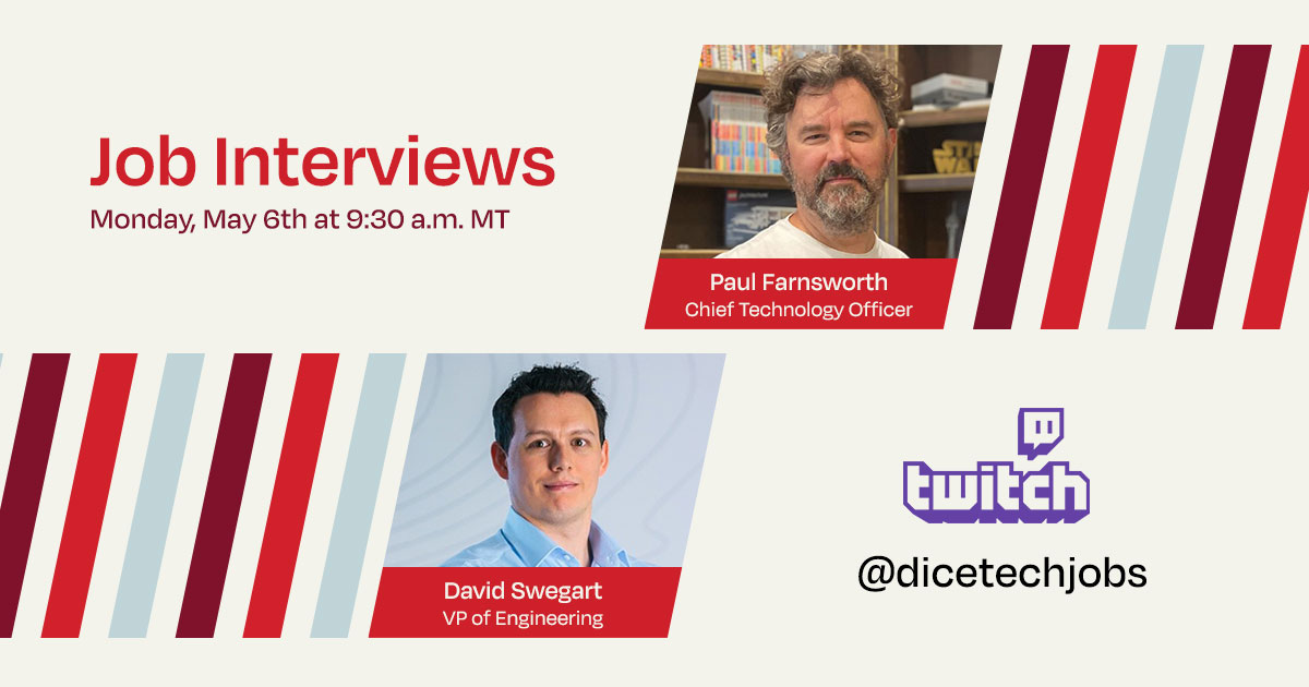 Tune into @Twitch right now if you're on the hunt for a tech job: twitch.tv/dicetechjobs #InterviewTips #JobInterview