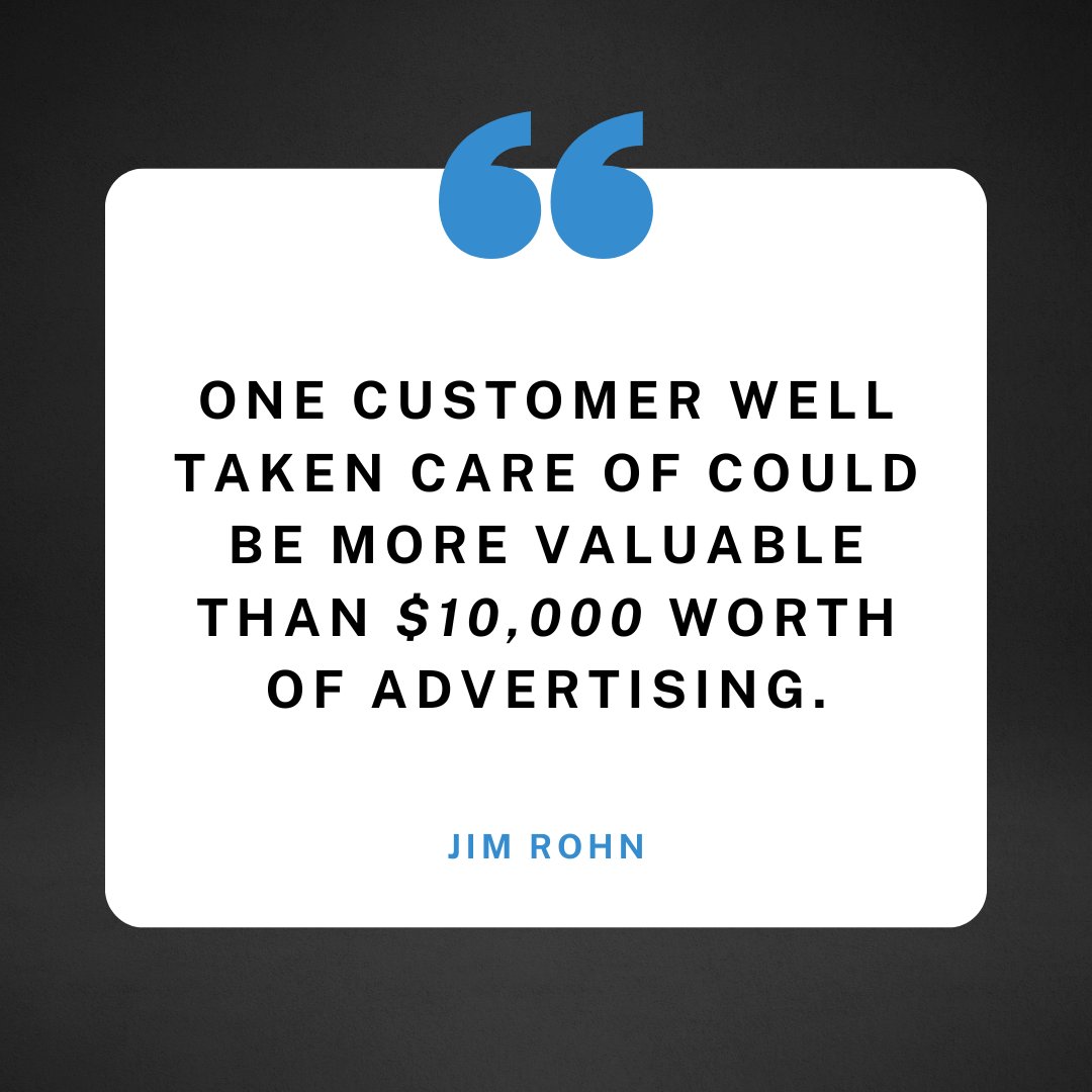 One customer well taken care of could be more valuable than $10,000 worth of advertising. ~ Jim Rohn

#BuildGrowScale #EcommerceSuccess #OnlineExperience = #Ecommerce #UserExperience